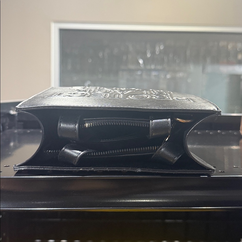 Black Embossed Statement Clutch - image 3